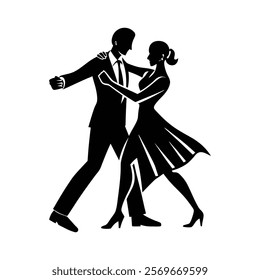 tango couple silhouette simple flat vector art design