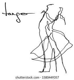 Tango couple, simple line drawing - perfect for decorating tanggo events: marathons, festivals, milongas, courses, workshops.