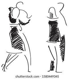 Tango couples, simple line drawing - perfect for decorating tanggo events: marathons, festivals, milongas, courses, workshops.