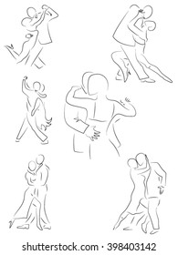 tango dance, couple dance silhouette