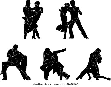 Tango, dance, dancers, silhouette, graphics