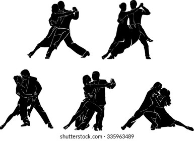 Tango, dance, dancers, silhouette, graphics