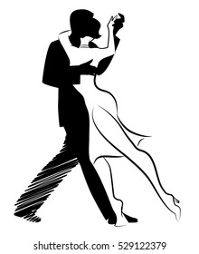 Tango Dance isolated: Design of couple dancing tango.