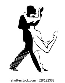 Tango Dance isolated: Design of couple dancing tango.