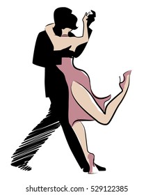 Tango Dance isolated: Design of couple dancing tango.