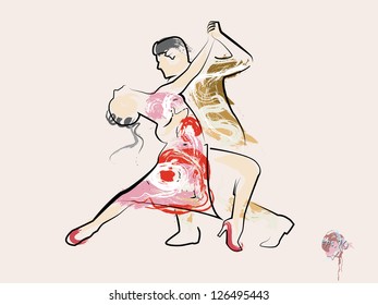 Tango Dance in Painting style