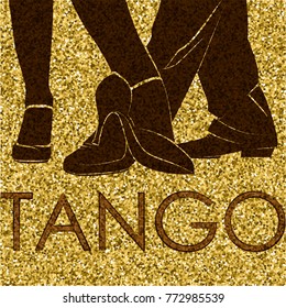 Tango dance. Silhouettes of feet of dancing people. Dancing couple. Vector Illustration