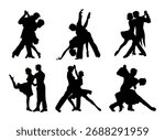 tango dancer silhouette on white background