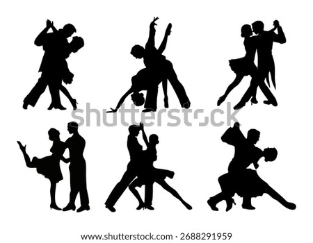 tango dancer silhouette on white background