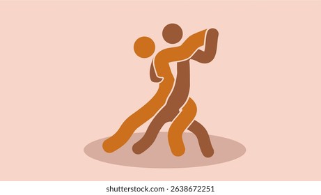 tango dancers on stage ,flat color illustration
