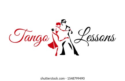 Tango dancing couple man and woman vector illustration, logo, icon for dansing school, party, lessons	
