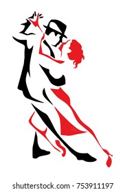 Tango dancing couple man and woman vector illustration