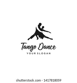 tango dancing man and woman silhouette logo