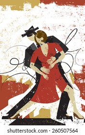 Tango Lovers
A couple dancing the tango over an abstract background.
