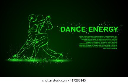 Tango in the night. Vector neon background with space for text.