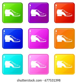 Tango shoe icons of 9 color set isolated vector illustration