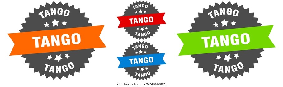 tango sign. round ribbon label set. Stamp