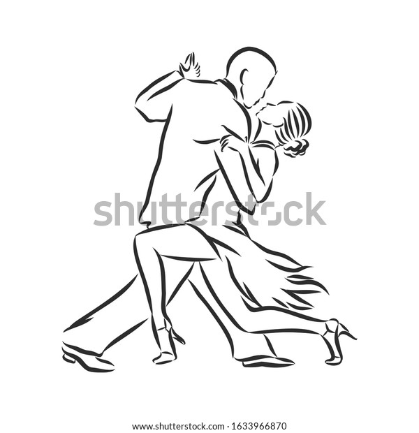 Tango Sketch Couple Dancers Vector Illustration Stock Vector (Royalty ...