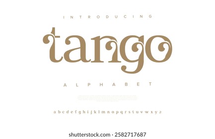 Tango typography beauty fashion elegant minimalist serif italic fonts decorative wedding vintage retro logos. Minimal luxury font alphabet logo. Vector illustration