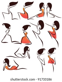 tango, vector collection of stylized girl's silhouettes