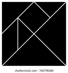 Tangram base black square pieces vector illustration