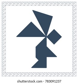 Tangram brain game ANGEL riddle flat UI color Happy Valentine's Day vector illustration