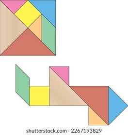 Tangram, colorful,triangle, geometric symbol vector