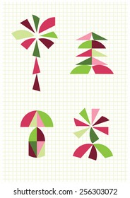 Tangram figures on the same background