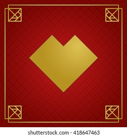 Tangram heart symbol. Traditional Chinese tilling puzzle tangram task card (outline, silhouette), dissection puzzle, intellectual game for kids and adults, education through play. Vector illustration