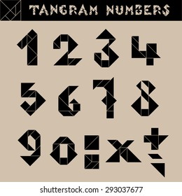 Tan-gram Numbers Vector - Black