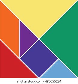 Tangram puzzle, abstract geometric background