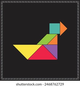 Tangram Puzzle Airboat Colorful Geometric