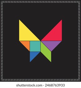 Tangram Puzzle Butterfly Colorful Geometric
