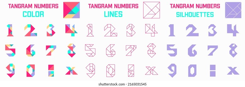 Tangram puzzle game Schemas with different numbers