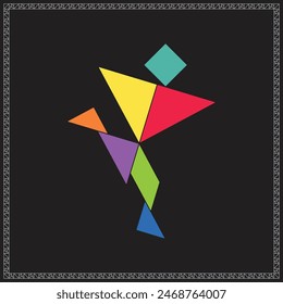 Tangram Puzzle Gymnast Colorful Geometric