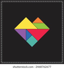 Tangram Puzzle Heart Colorful Geometric