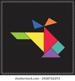 Tangram Puzzle Helicopter Colorful Geometric