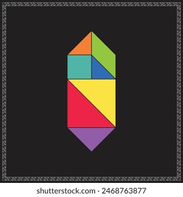 Tangram Puzzle Hexagon Colorful Geometric