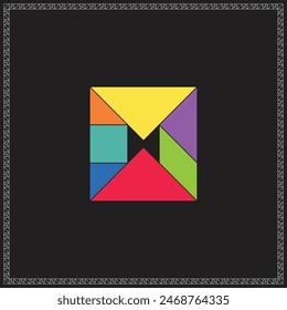 Tangram Puzzle Incomplete square Colorful Geometric