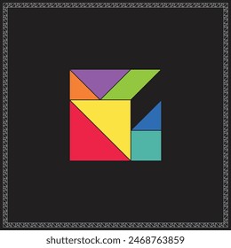 Tangram Puzzle Incomplete triangle Colorful Geometric