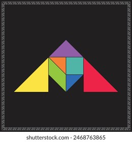 Tangram Puzzle Incomplete triangle Colorful Geometric