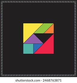 Tangram Puzzle Incomplete triangle Colorful Geometric