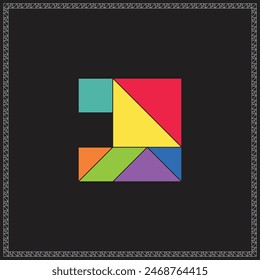 Tangram Puzzle Incomplete triangle Colorful Geometric