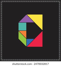Tangram Puzzle Letter A Alphabet Colorful Geometric Illustration