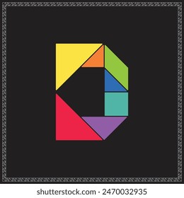 Tangram Puzzle Letter D Alphabet Colorful Geometric Illustration