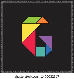 Tangram Puzzle Letter G Alphabet Colorful Geometric Illustration