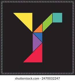 Tangram Puzzle Letter Y Alphabet Colorful Geometric Illustration