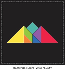 Tangram Puzzle Mountains Colorful Geometric