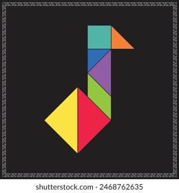 Tangram Puzzle Musical note Colorful Geometric