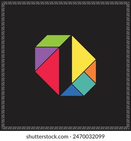 Tangram Puzzle Number Zero Alphabet Colorful Geometric Illustration